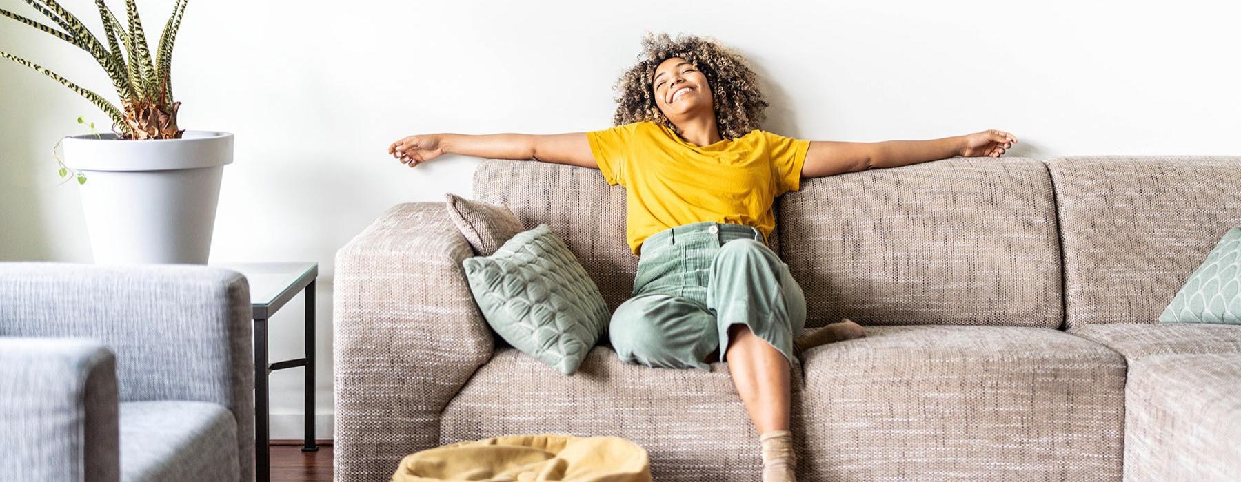 a person sitting on a couch