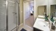 a bathroom with a glass shower