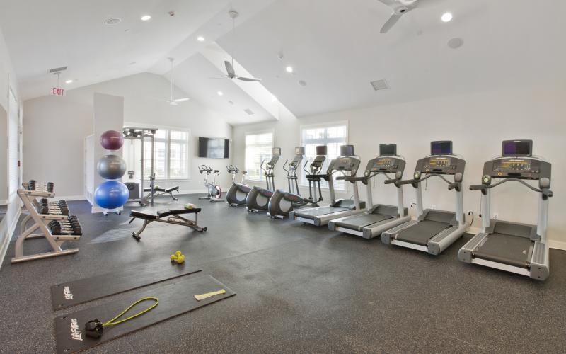 a gym with exercise equipment