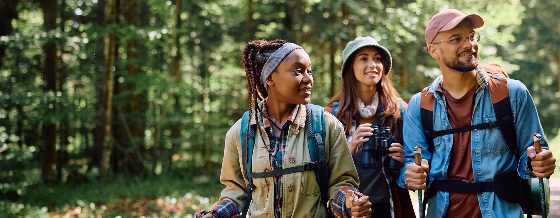a group of people with hiking gear